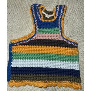 Kimchi Blue UO Rainbow Crochet Knit Tank Top Sz XS Hippie Crochet Boho Festival